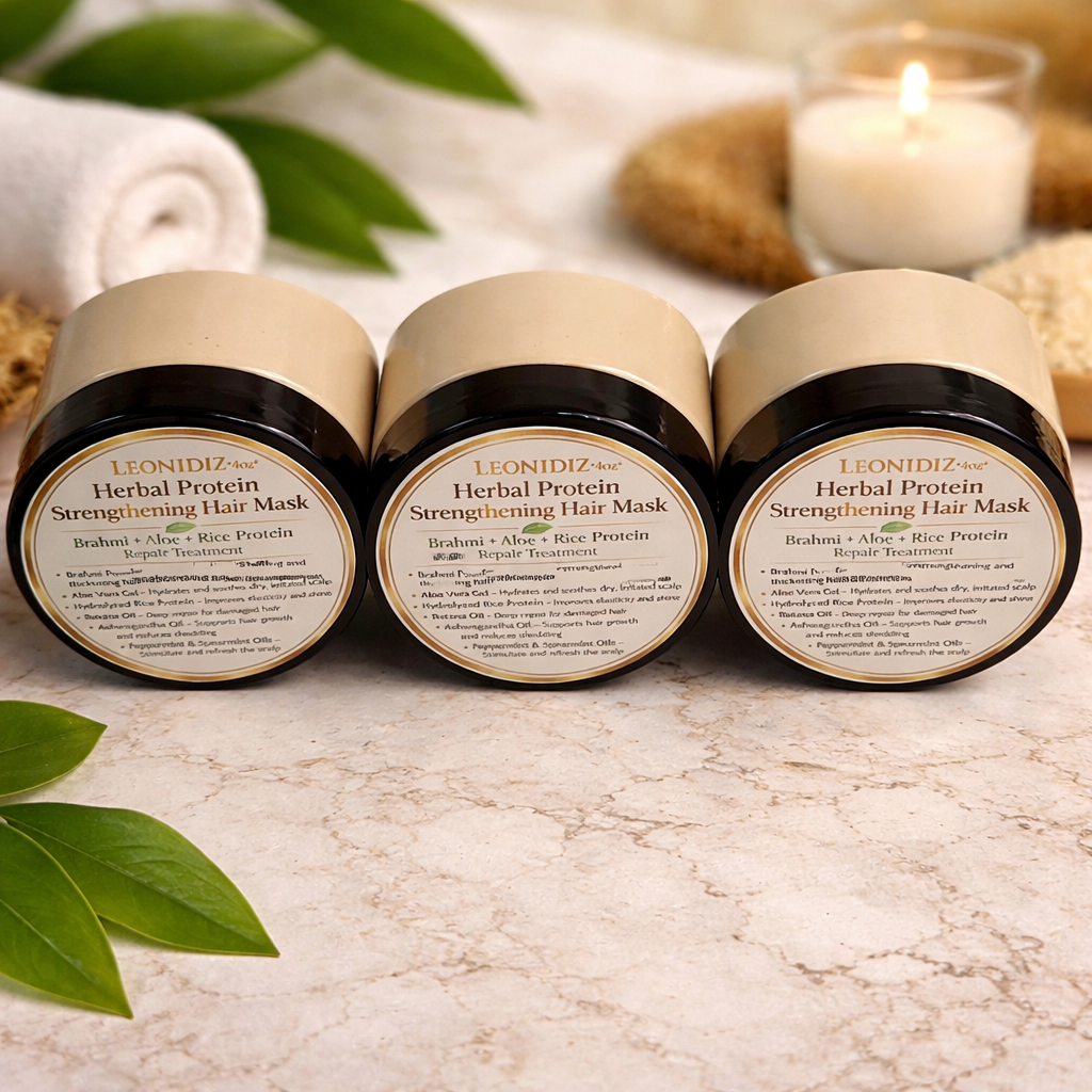 Leonidiz *4oz*Herbal Protein Strengthening Hair Mask Brahmi + Aloe + Rice Protein Repair Treatment