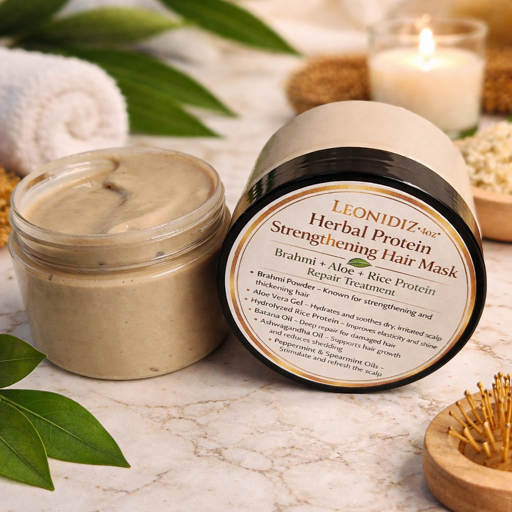 Leonidiz *4oz*Herbal Protein Strengthening Hair Mask Brahmi + Aloe + Rice Protein Repair Treatment